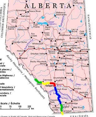 Alberta trip map.