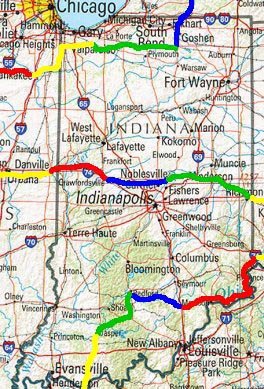 Indiana trip map.